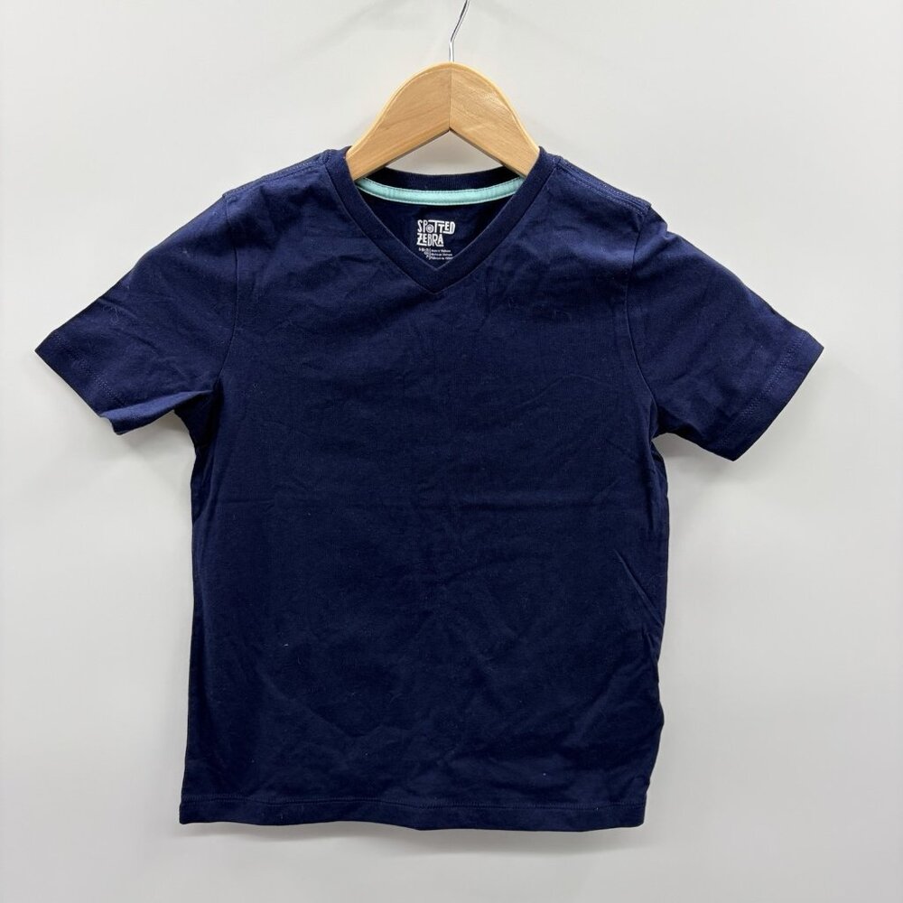 Spotted Zebra Youth Boys Small 6/7 Short-Sleeve V-Neck T-Shirt Top‎ in Blue 179